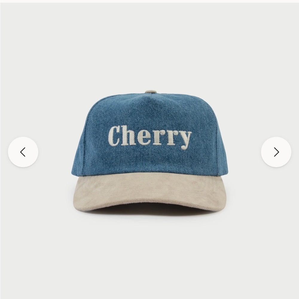 NWT Cherry Los Angeles Two Tone Classic 5-Panel Hat in Denim & Supple Suede